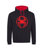 Kids NEW STYLE Unisex Miles Morales Spiderman Black Pullover Hoodie With Red Inner Hood