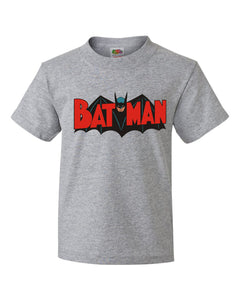 Kids Retro Batman 100% Cotton T Shirt Grey