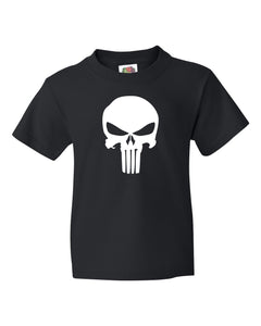 Adult Marvel's The Punisher Skull  100% Cotton T Shirt Grey/Black/White