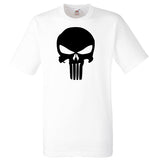 Adult Marvel's The Punisher Skull  100% Cotton T Shirt Grey/Black/White