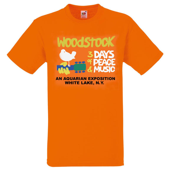 Adult Retro WOODSTOCK Festival T shirt Just Like You Were There  With The Days and Bands Listed On The Back