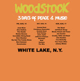 Adult Retro WOODSTOCK Festival T shirt Just Like You Were There  With The Days and Bands Listed On The Back