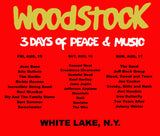 Adult Retro WOODSTOCK Festival T shirt Just Like You Were There  With The Days and Bands Listed On The Back