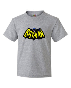 Adult Retro Batman 60's 100% Cotton T Shirt Grey