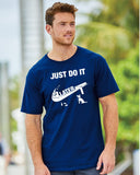 Adults Unisex Just Do It Later T shirt with Person Asleep and Dog Waiting For A Walk