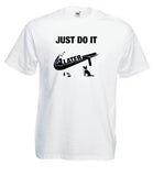 Adults Unisex Just Do It Later T shirt with Person Asleep and Dog Waiting For A Walk