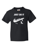 Adults Unisex Just Do It Later T shirt with Person Asleep and Dog Waiting For A Walk