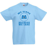 Kids Unisex Monsters Inc "We Scare Because We Care" T Shirt